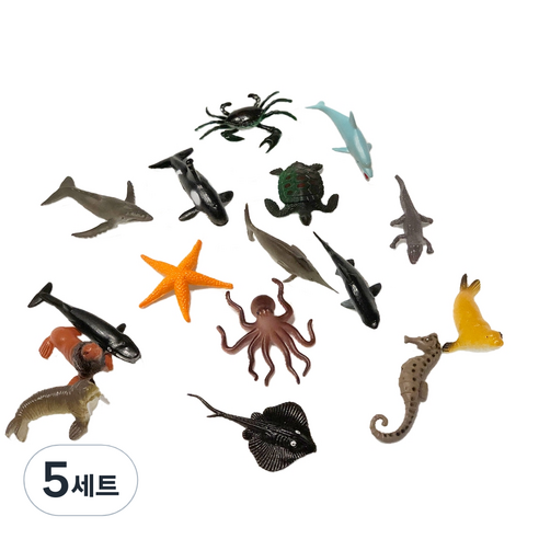 바니그라운드 하와이안 바다동물 미니 피규어 16종 세트, 5세트