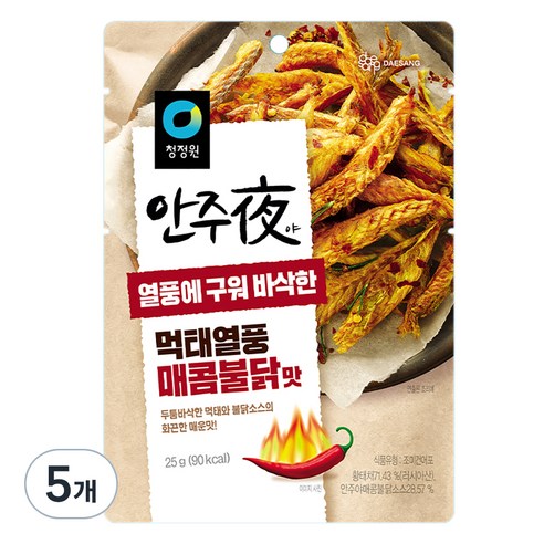 대상 청정원 안주야 먹태열풍 매콤불닭맛, 25g, 5개