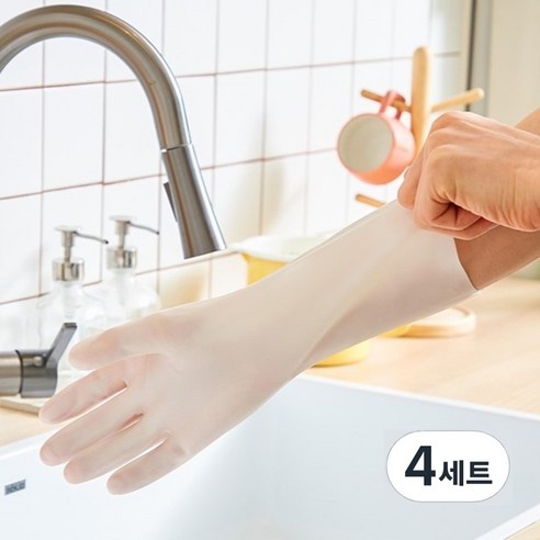 코멧 질긴 니트릴 고무장갑, 화이트, 중(M), 4세트