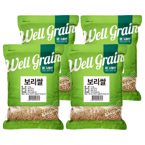 웰그레인 캐나다산 보리쌀, 1kg, 4개
