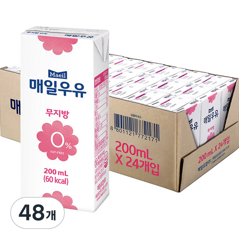 상하목장멸균우유 매일유업 무지방 0% 멸균 우유, 200ml, 48개 Best Top5