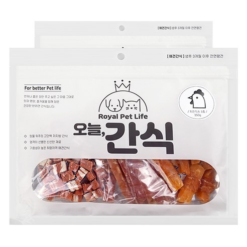 로얄펫라이프 반려견 오늘간식 치킨믹스 3종 세트, 닭고기 + 고구마 + 대구 혼합맛, 2개
