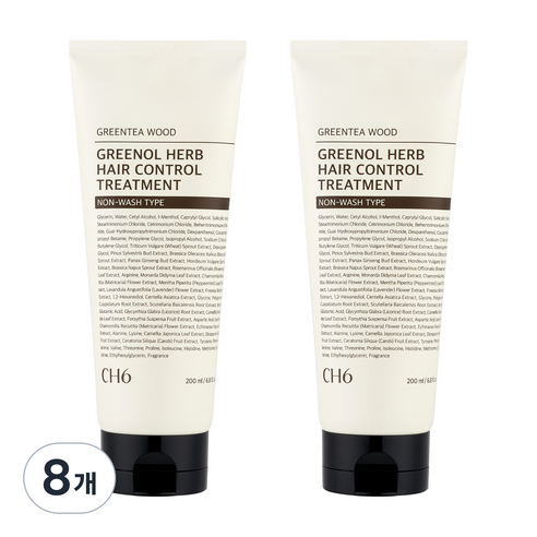 CH6 그리놀 허브 헤어 컨트롤 노워시 트리트먼트 그린티우드향, 200ml, 8개