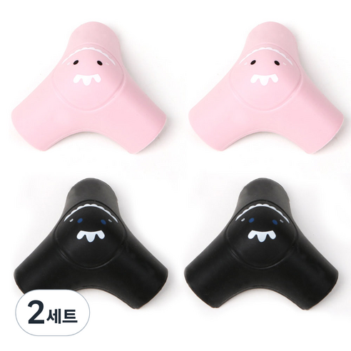 엘로시오 공룡 코너보호대 블랙 2p + 핑크 2p, 2세트, 블랙 + 핑크