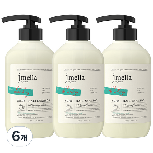 제이멜라 인 프랑스 시그니처 퓨어 허그 헤어 샴푸, 6개, 500ml