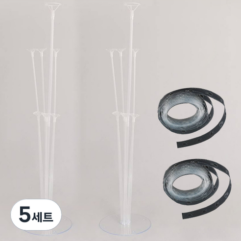 조이파티 풍선 디스플레이 스탠드 2p + 풍선 장식밴드 2p, 5세트, 투명