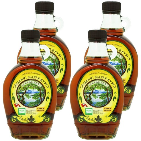 오리지널캐나디언 알레가니 유기농 메이플시럽, 250ml, 4개