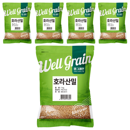 웰그레인 캐나다산 호라산밀, 1kg, 5개