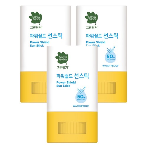 그린핑거 파워쉴드 선스틱 워터프루프 SPF50+ PA++++, 14g, 3개