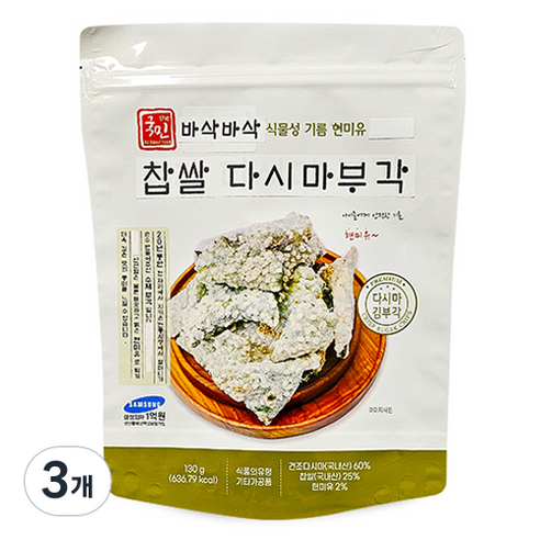 더국민 바삭 수제 다시마 부각, 130g, 3개