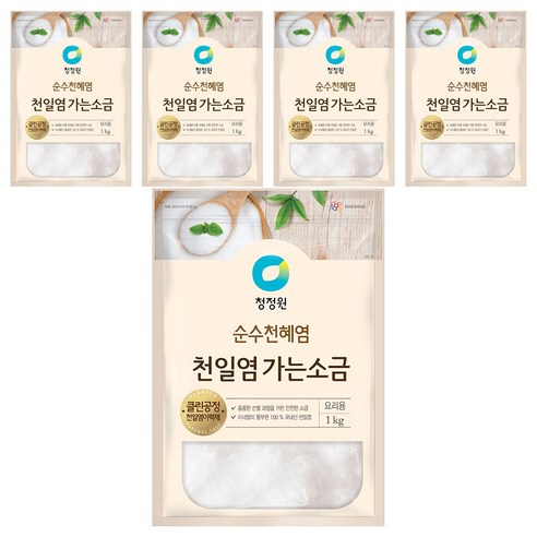 대상 청정원 천일염 가는 소금, 1kg, 5개