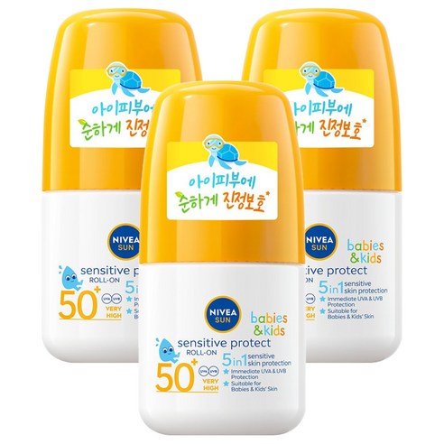 니베아 선 키즈 센서티브 프로텍트 롤온, 50ml, 3개