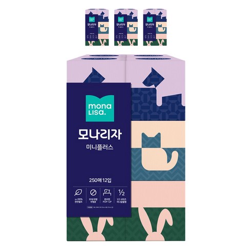 벨라지오 미니플러스 천연펄프 미용티슈 250매, 48개