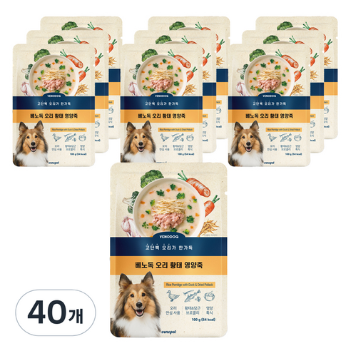 베노독 전연령 강아지 영양죽 습식사료, 오리, 100g, 40개