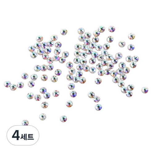 젤로젤로 프리미엄 네일 스톤 2종 x 100p 세트, 4세트, JCS-13 원형 AB 혼합