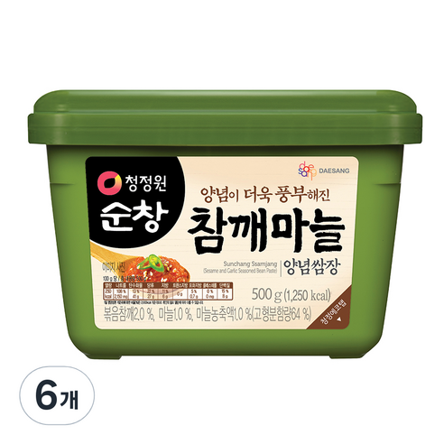 대상 청정원 순창 참깨마늘 양념쌈장, 6개, 500g
