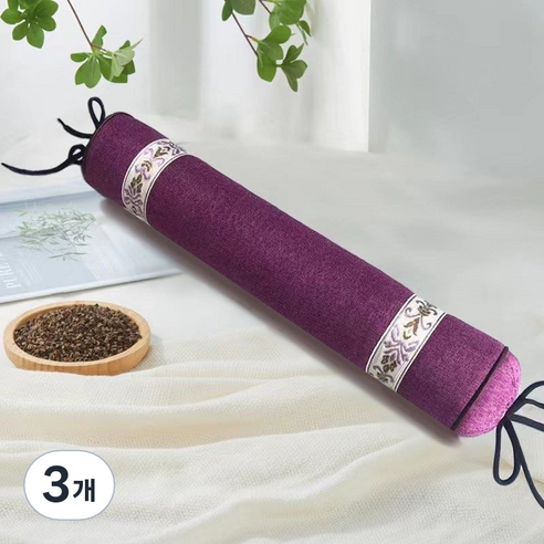 앨리스홈 원통 메밀껍질 베개, 퍼플, 3개, 길이 40cm
