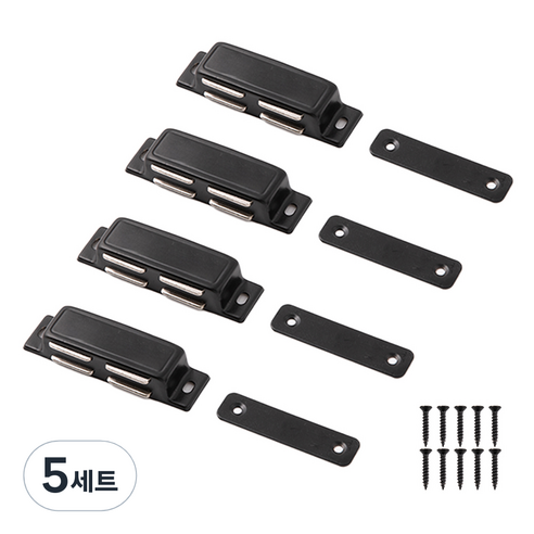 철물대장 스텐 자석 파워 빠찌링 4p 세트 블랙, 5세트