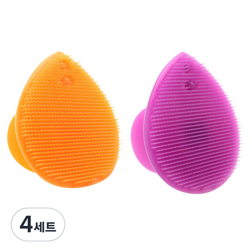 피부사랑 실리콘 클렌징 패드 2p 세트, 오렌지, 퍼플, 4세트