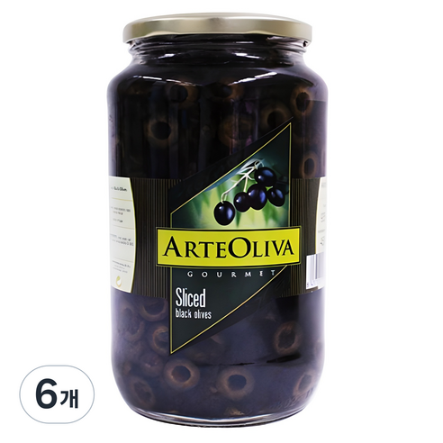 ARTE OLIVA 블랙 올리브 슬라이스, 935g, 6개