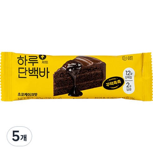 프로틴방앗간 하루단백질바 제트 초코케이크맛, 40g, 5개