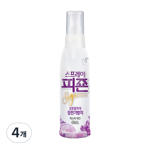 피죤 스프레이 시그니처 섬유탈취제 미스틱레인향 본품, 80ml, 4개, 미스틱레인