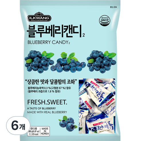 일광제과 블루베리캔디2, 280g, 6개