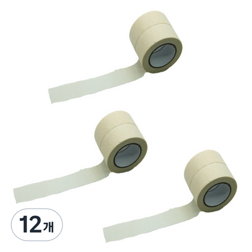 만들하비 컬러 종이 마스킹 테이프 2.5cm x 13m, 화이트, 12개