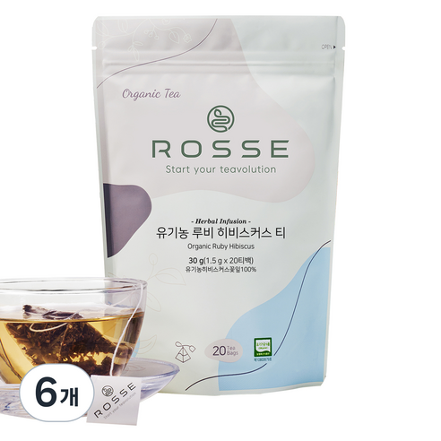 로쎄 유기농 루비 히비스커스 티, 30g, 6개, 20개입