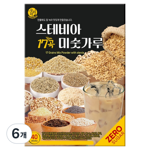 우리차 스테비아 17곡 미숫가루 40p, 6개, 800g