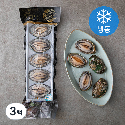 다복수산 CAS로 급냉한 전복 5미 (냉동), 190g, 3팩