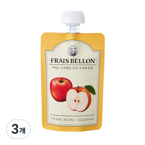 프레벨롱 짜먹는 과일 퓨레, 혼합맛(사과/배), 100g, 3개