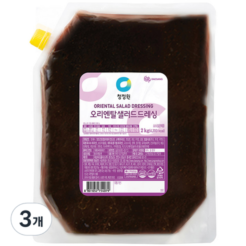 청정원 오리엔탈 샐러드 드레싱, 3개, 2kg