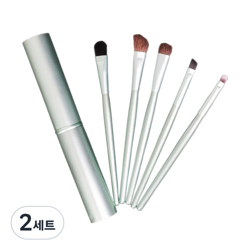 데이러빗 쉘 케이스 메이크업 브러쉬 5종 세트, 민트, 2세트