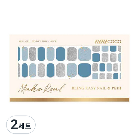바바코코 블링이지 젤 네일스티커 34p, 스타사인 쓰리, 2세트