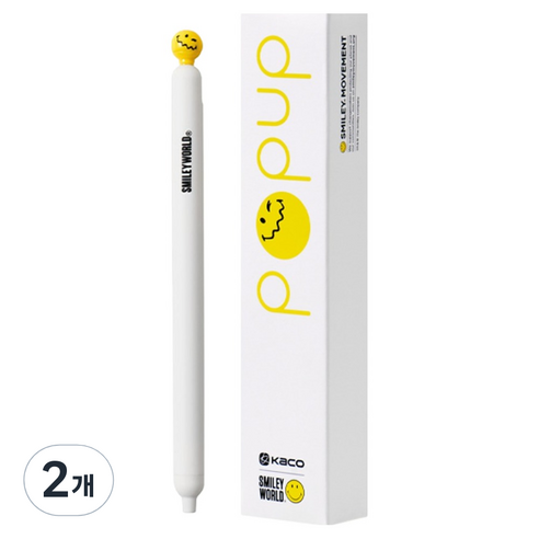 카코 스마일리 팝업 젤펜 0.5mm, 화이트, 2개