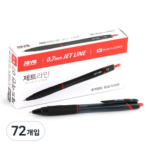 자바펜 0.7mm 제트라인 펜, 레드, 72개입