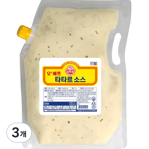 오뚜기 오쉐프 타타르 소스, 3kg, 3개