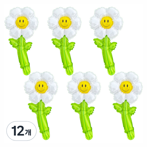 파티공구 데이지 꽃대 풍선, 화이트, 12개