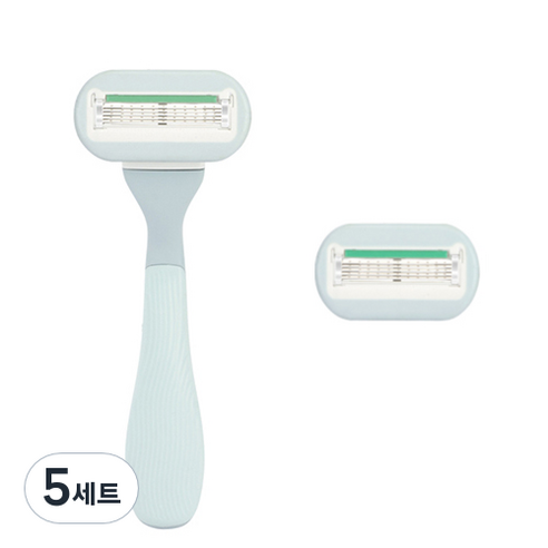 메디치트 5중날 여성용 수동 면도기 블루 + 교체헤드, 5세트