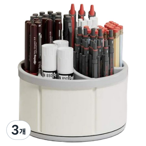 캐시리치 360도 회전 데스크 오거나이저 12 x 8 cm, 화이트, 3개