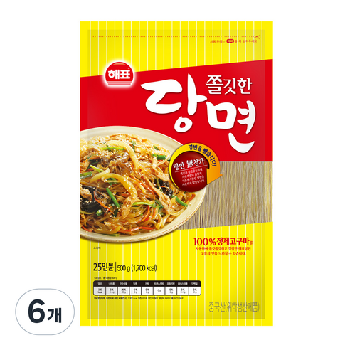 해표 쫄깃한 당면 500g, 6개
