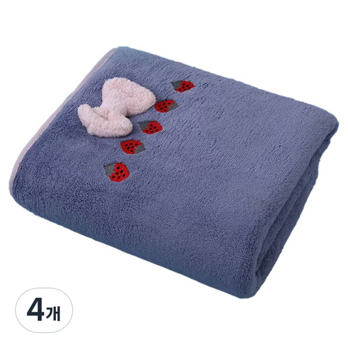 원이네 코랄 리본 바스타월 320g 벨벳, 블루, 4개