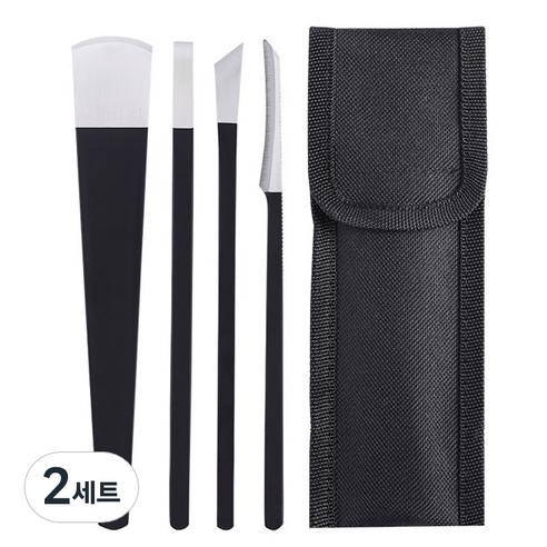 네일 패디 플래닝 나이프 4종 세트, 2세트, 블랙 + 실버