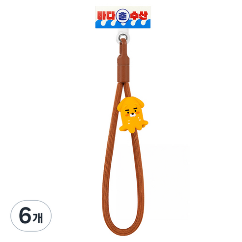 카카오프렌즈 춘수산 폰 스트랩 오징어 라이언, 혼합색상, 6개