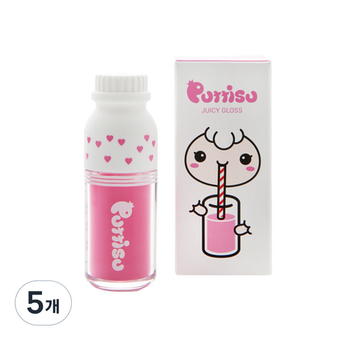 뿌띠슈 컬러풀 쥬시글로스 02 핑크버블검 3.2g, 핑크, 5개
