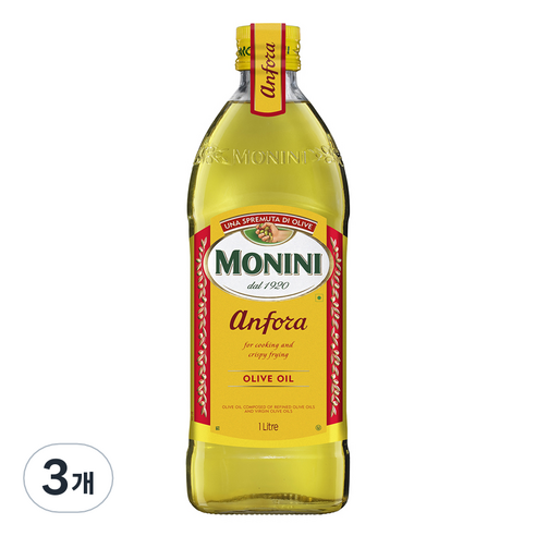 모니니 안포라 퓨어 올리브 오일, 1L, 3개