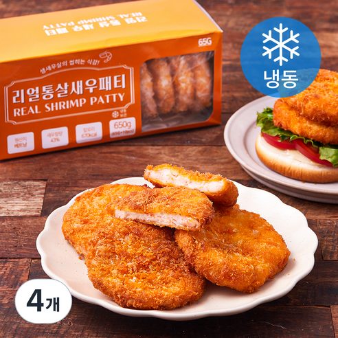 지엔씨푸드 리얼통살 새우패티 10개입 (냉동), 650g, 4개