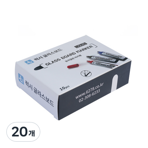 럭시 글라스 보드마카, 검정, 20개
