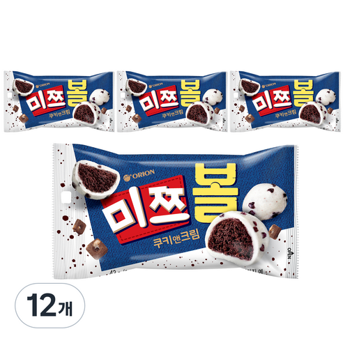 오리온 미쯔볼 쿠키앤크림 과자, 42g, 12개